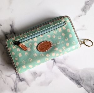 Mint Green Fossil Zip Wallet